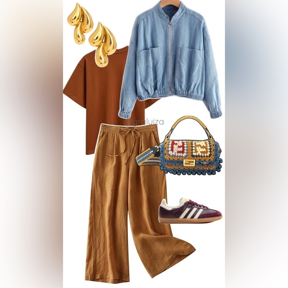 Colorful Knit Handbag with Casual Outfit